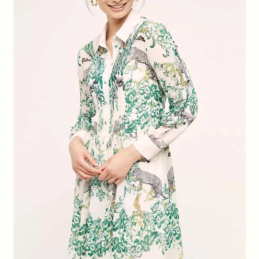 Anthropologie Maeve Ria Dropwaist Shirtdress Women’s 0 - Picture 1 of 6